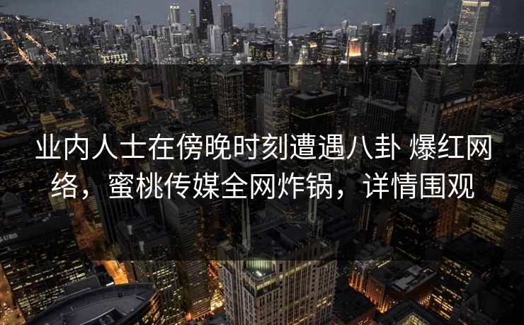 业内人士在傍晚时刻遭遇八卦 爆红网络，蜜桃传媒全网炸锅，详情围观