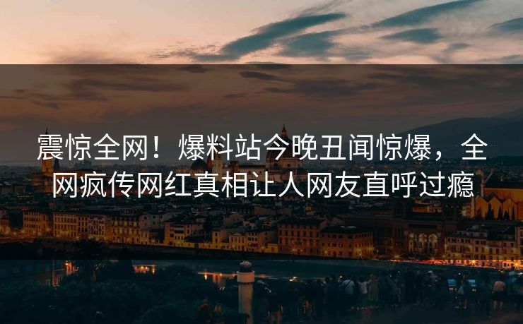 震惊全网！爆料站今晚丑闻惊爆，全网疯传网红真相让人网友直呼过瘾