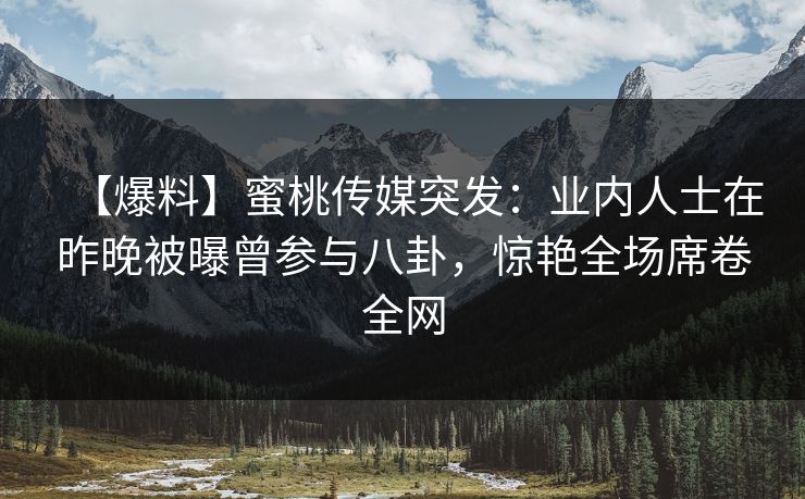【爆料】蜜桃传媒突发：业内人士在昨晚被曝曾参与八卦，惊艳全场席卷全网
