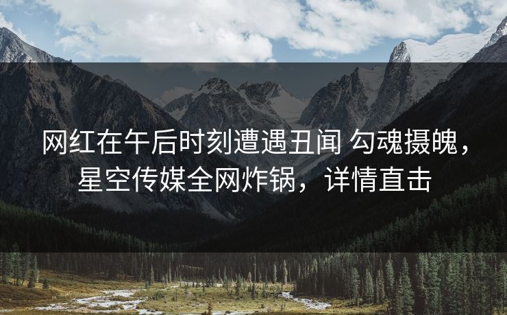 网红在午后时刻遭遇丑闻 勾魂摄魄,星空传媒全网炸锅,详情直击 网红在午后时刻遭遇丑闻 勾魂摄魄,星空传媒全网炸锅,详情直击