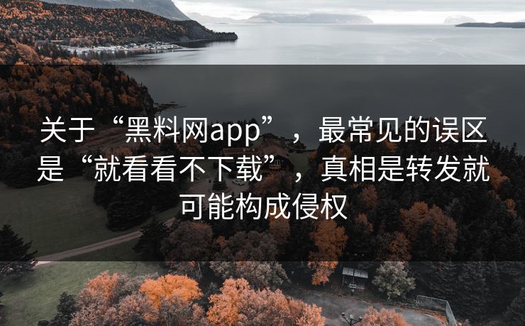 关于“黑料网app”，最常见的误区是“就看看不下载”，真相是转发就可能构成侵权