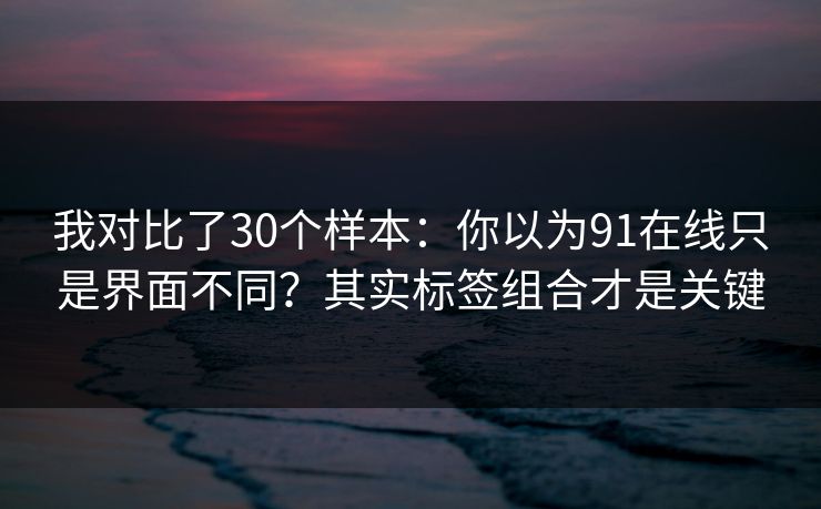 我对比了30个样本：你以为91在线只是界面不同？其实标签组合才是关键